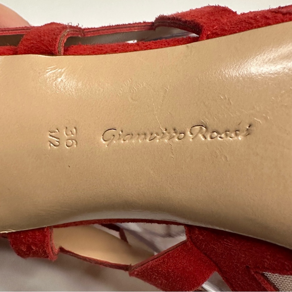 Gianvito Rossi Women’s Red Suede Gladiator Heeled Sandals Size EU 36.5 or US 6.5 - Picture 7 of 10